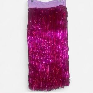 Hawaiian Hula Skirt Hot Pink Metallic Fringe